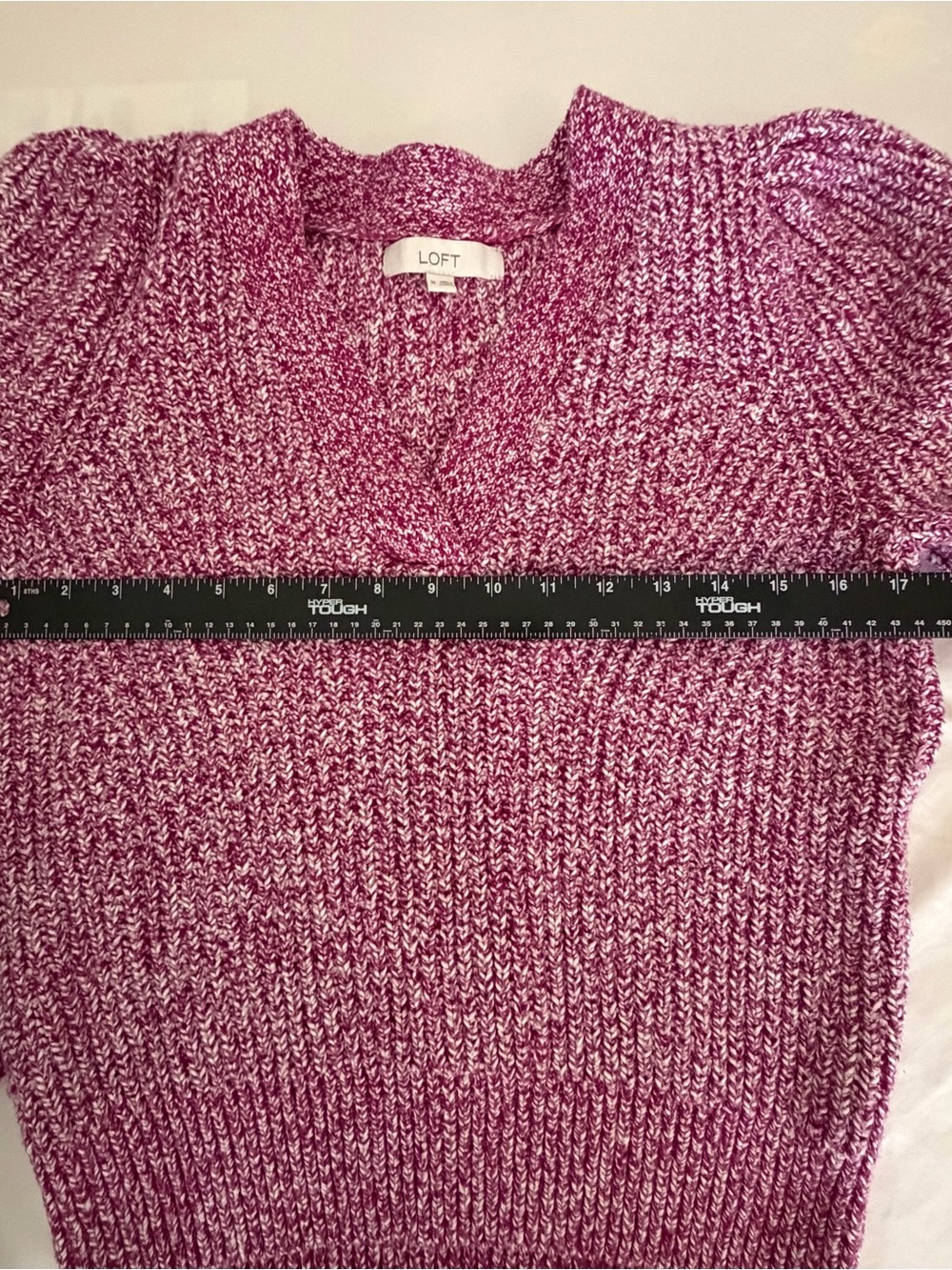 LOFT Raspberry Marled V-Neck Sweater - Picture 3 of 6
